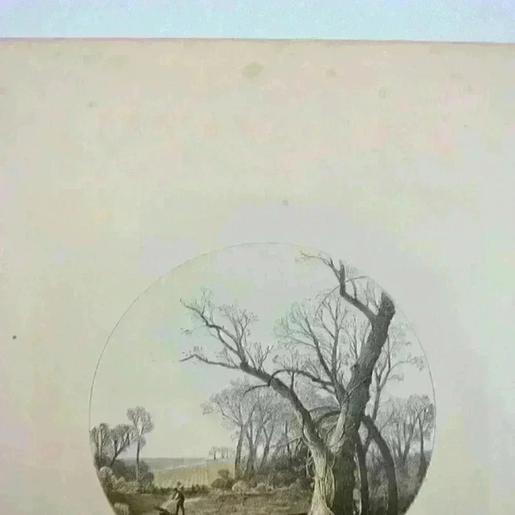 Art Print Farm & Stream in Autumn Fall Trees Poem The Aldine Antique 1870s RARE - Picture 10 of 12